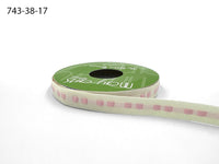 ⅜ Inch Dot Center Line Woven Edge Ribbon – 743-38-17 IVORY/PINK