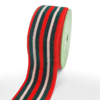 1.5 Inch Plush Holiday Stripe Woven Edge Ribbon – 744-15-14 RED/GREEN/WHITE
