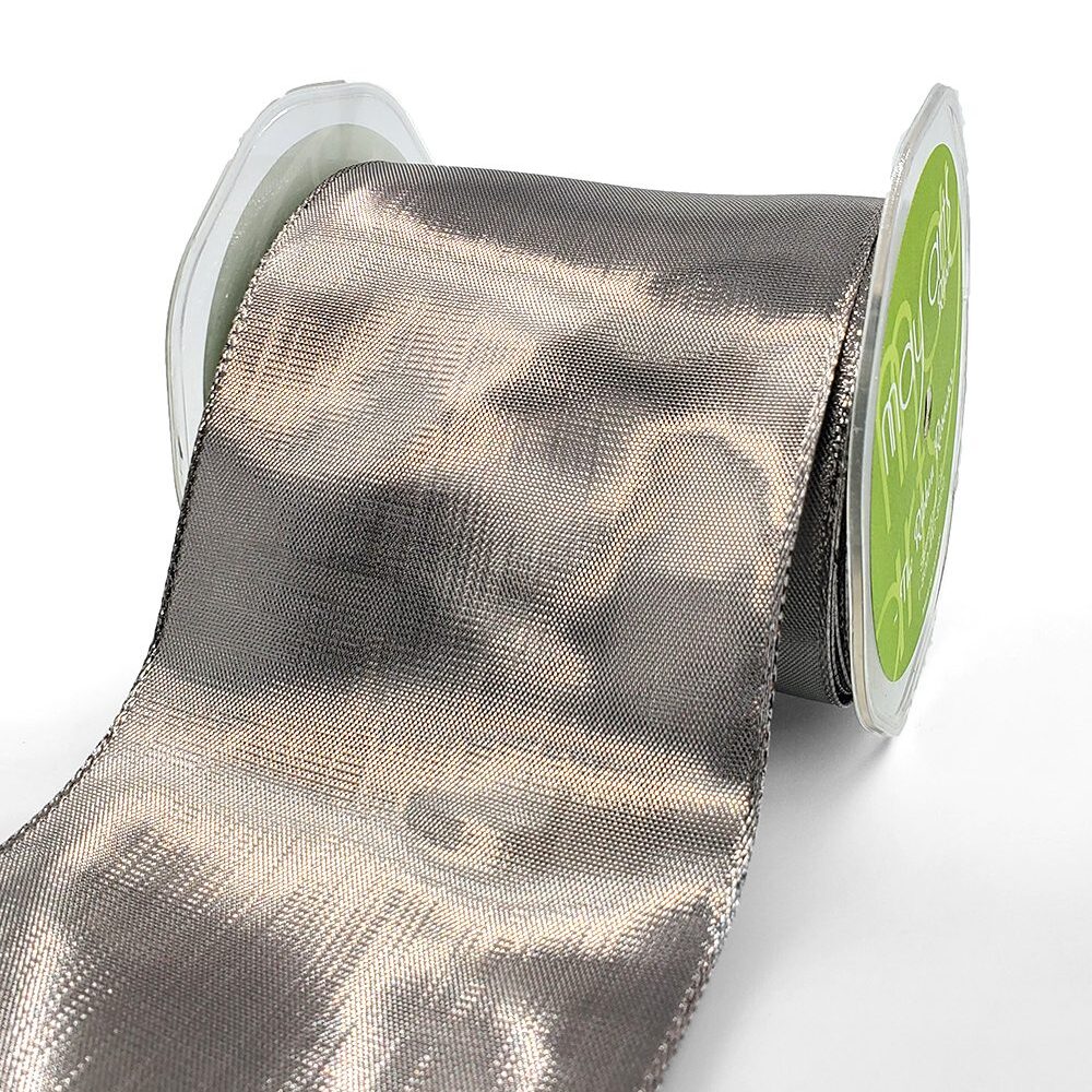 3¾ Inch Woven Metallic Shimmer Wired Edge Ribbon – 748-375-31 SILVER