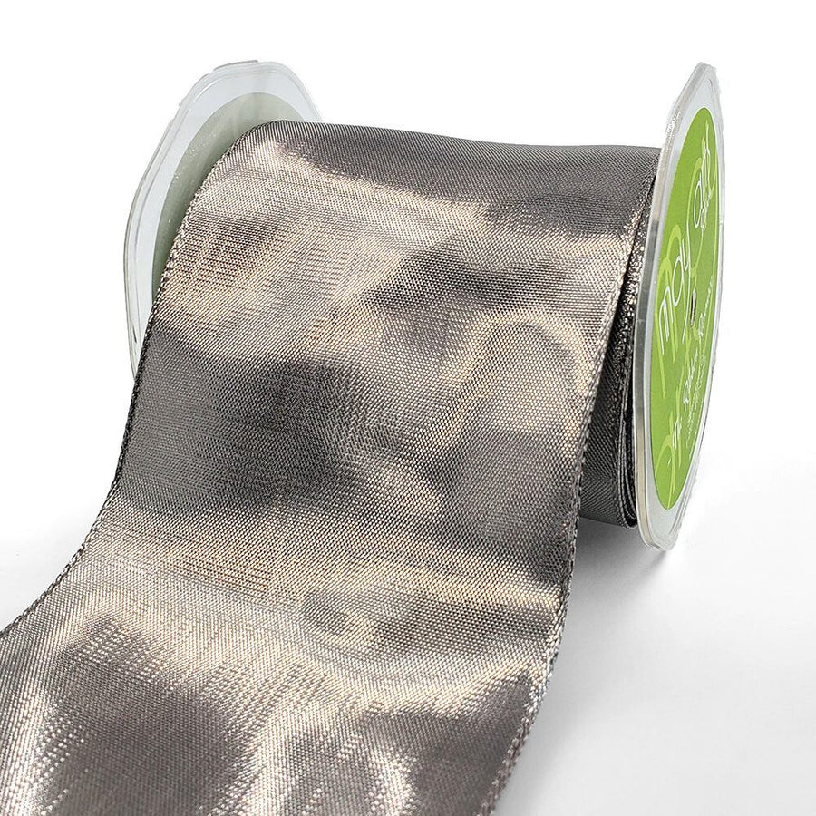 3¾ Inch Woven Metallic Shimmer Wired Edge Ribbon – 748-375-31 SILVER