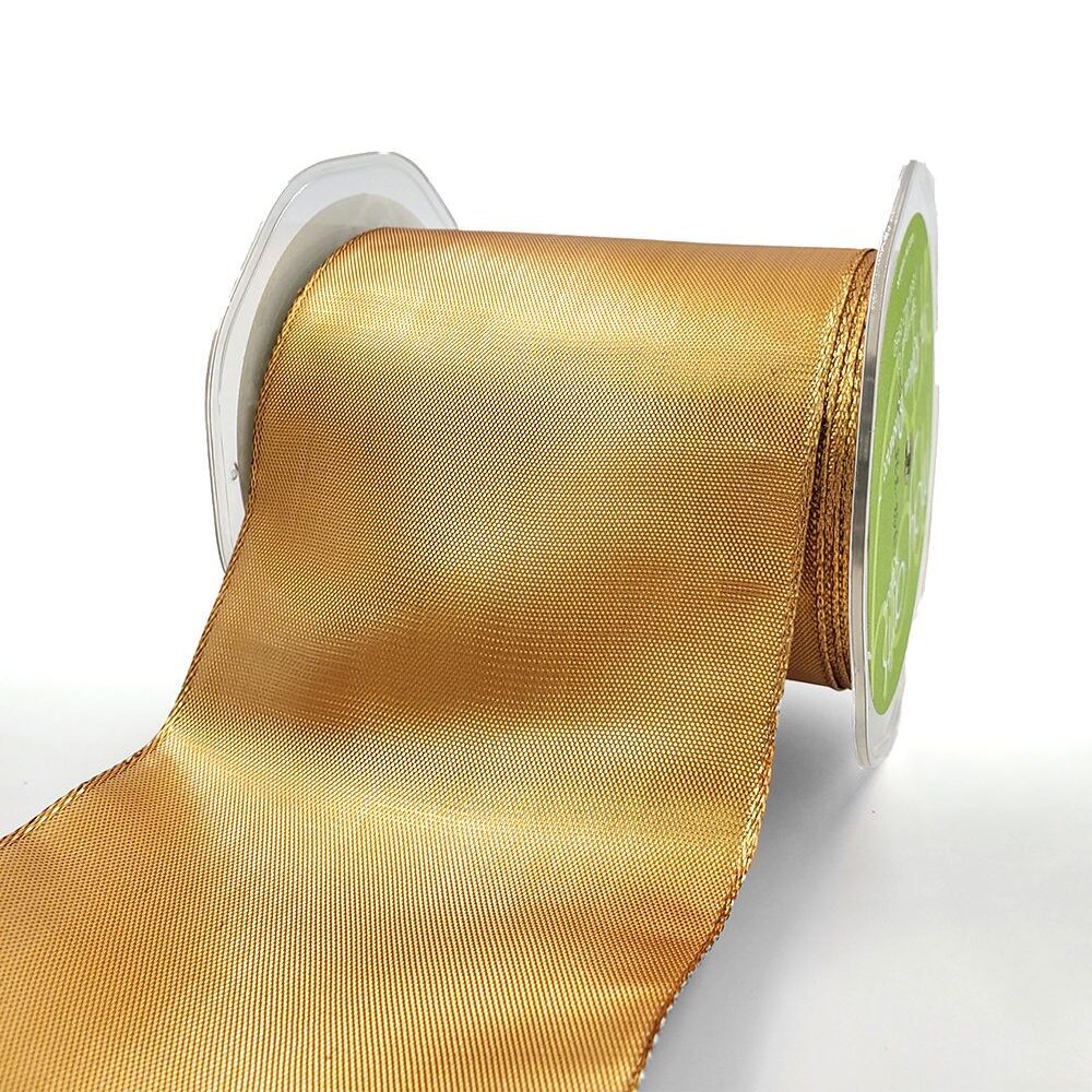 3¾ Inch Woven Metallic Shimmer Wired Edge Ribbon – 748-375-36 GOLD