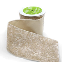4 Inch Crushed Velvet Ribbon with Wired Edge – 750-4-09 IVORY