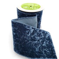 4 Inch Crushed Velvet Ribbon with Wired Edge – 750-4-83 SLATE BLUE
