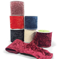4 Inch Crushed Velvet Ribbon with Wired Edge