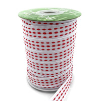 5/8 Inch Grosgrain Triple Woven Thread with Woven Edge Ribbon – 753-58-01 WHITE/RED