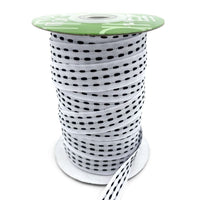 5/8 Inch Grosgrain Triple Woven Thread with Woven Edge Ribbon – 753-58-10 WHITE/BLACK