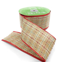 2.5 Inch Christmas Tartan Plaid Ribbon with Metallic Wired Edge – 754-25-14 RED/GREED/NATURAL