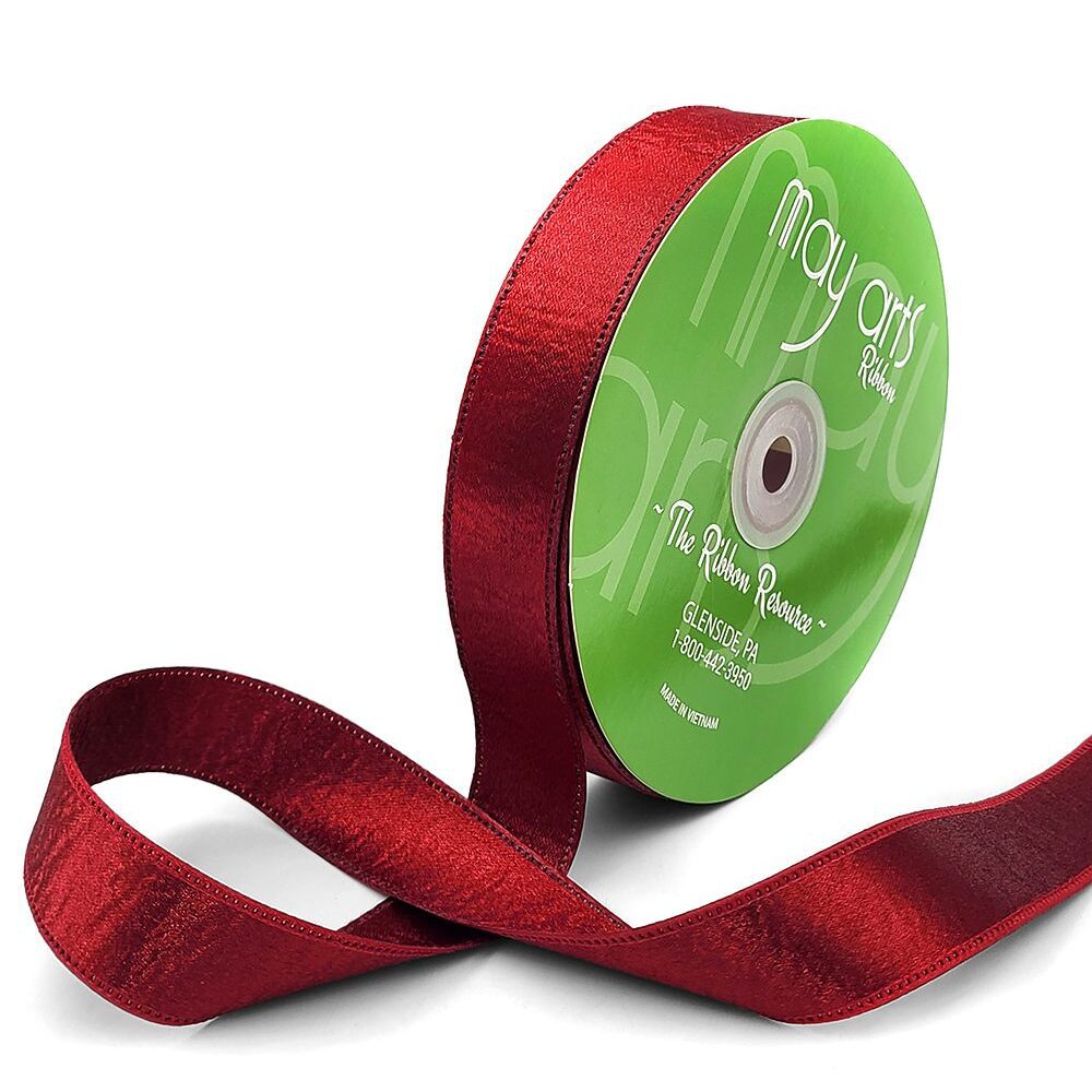 1 Inch Double Sided Sleek Ripple Tape Ribbon With Woven Edge – 755-1-14 RED