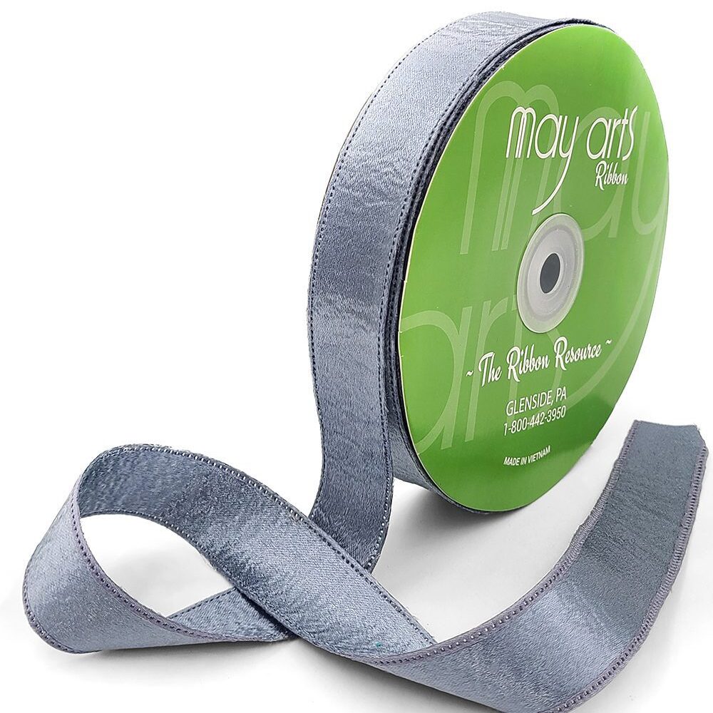 1 Inch Double Sided Sleek Ripple Tape Ribbon With Woven Edge – 755-1-83 SLATE BLUE