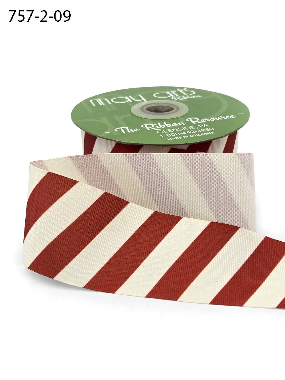2 Inch Modern Diagonal Striped Grosgrain Ribbon with Woven Edge – 757-2-09 RED/IVORY