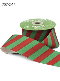 2 Inch Modern Diagonal Striped Grosgrain Ribbon with Woven Edge – 757-2-14 RED/GREEN
