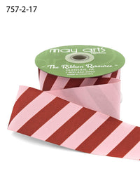 2 Inch Modern Diagonal Striped Grosgrain Ribbon with Woven Edge – 757-2-17 LIGHT PINK/RED