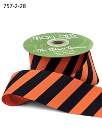 2 Inch Modern Diagonal Striped Grosgrain Ribbon with Woven Edge – 757-2-28 ORANGE/BLACK