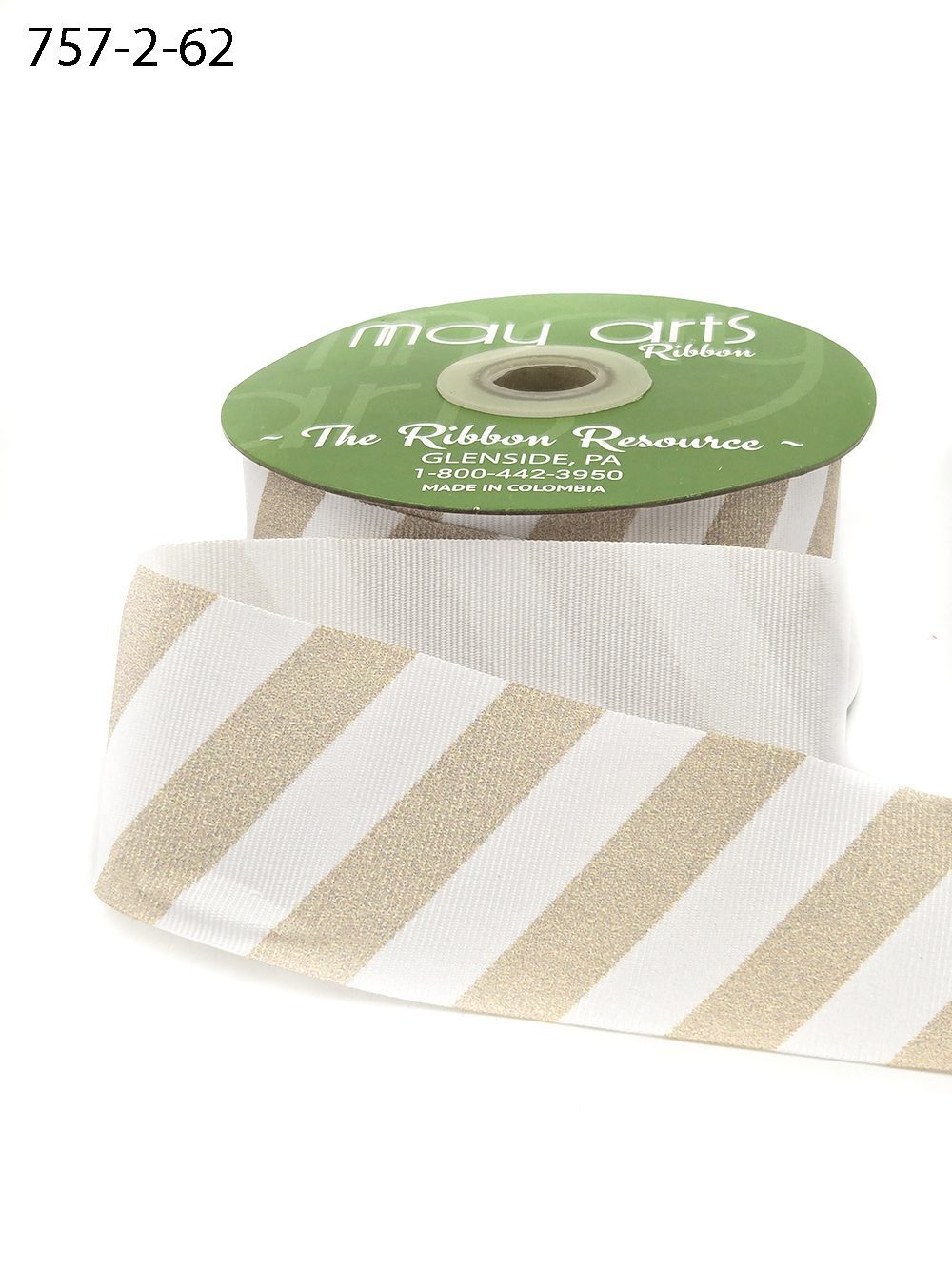 2 Inch Modern Diagonal Striped Grosgrain Ribbon with Woven Edge – 757-2-62 NUDE CHAMPAGNE/WHITE