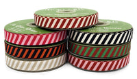 5/8 Inch Modern Diagonal Striped Grosgrain Ribbon with Woven Edge