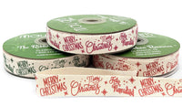 3/4 Inch Merry Christmas Feliz Navidad Ribbon with Woven Edge
