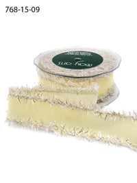 1.5 Inch Velveteen Ribbon with Tinsel Edge for Gift Wrapping, Crafts & Décor – 768-15-09 IVORY