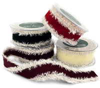 1.5 Inch Velveteen Ribbon with Tinsel Edge for Gift Wrapping, Crafts & Décor