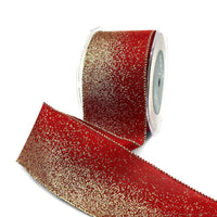 2.5 Inch Taffeta Fading Glitter Ribbon with Metallic Wired Edge – 769-25-14 RED