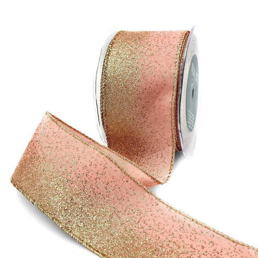 2.5 Inch Taffeta Fading Glitter Ribbon with Metallic Wired Edge – 769-25-17 LIGHT PINK