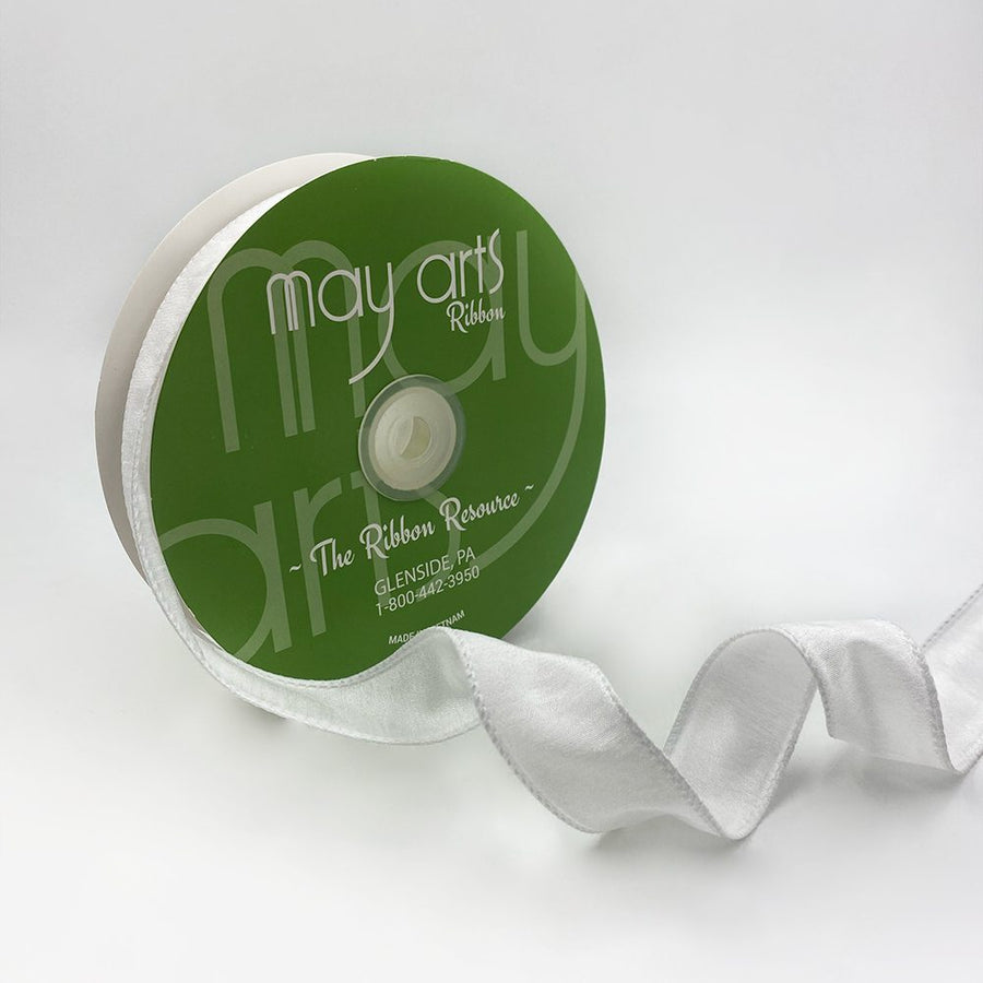 1″ Dupioni Ribbon with Wired Edge – 770-1-01 WHITE