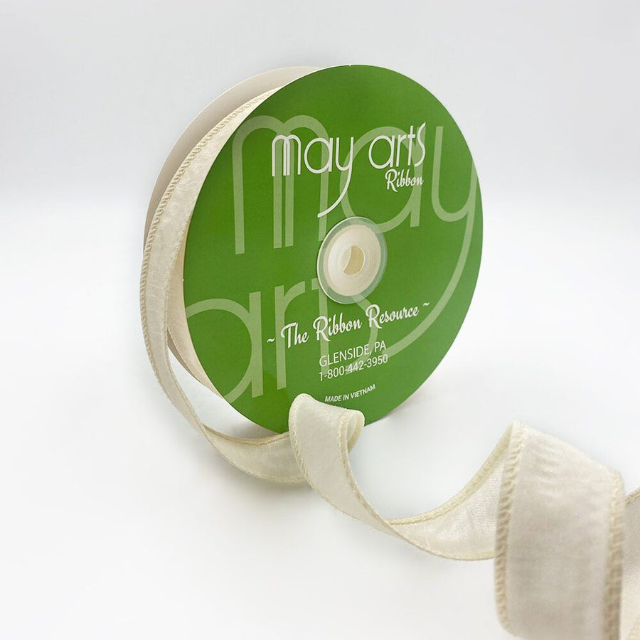 1″ Dupioni Ribbon with Wired Edge – 770-1-09 IVORY
