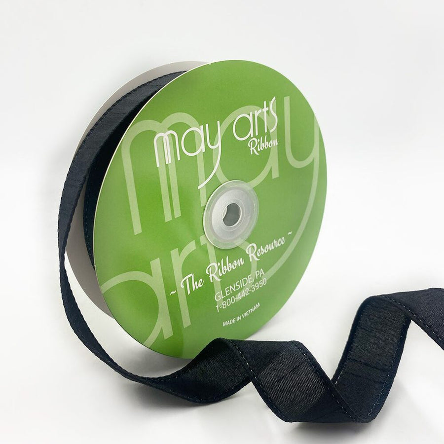 1″ Dupioni Ribbon with Wired Edge – 770-1-10 BLACK