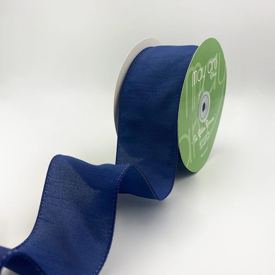 2.5″ Dupioni Ribbon with Wired Edge – 770-25-03 NAVY