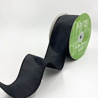 2.5″ Dupioni Ribbon with Wired Edge – 770-25-10 BLACK
