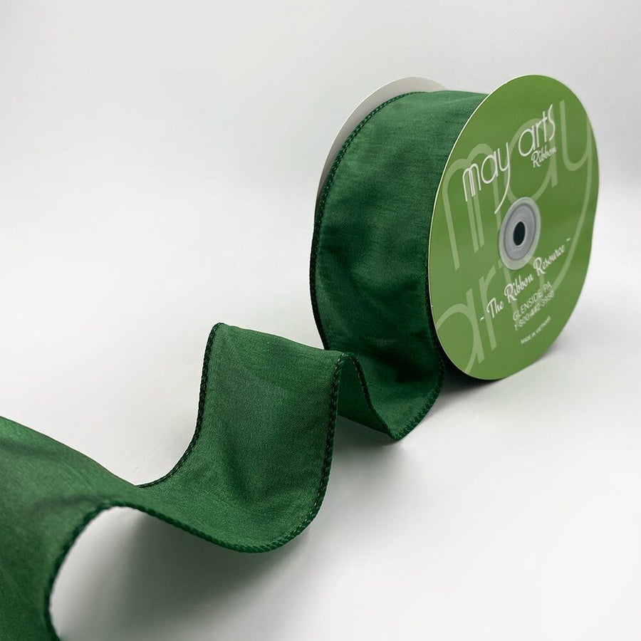 2.5″ Dupioni Ribbon with Wired Edge – 770-25-15 GREEN