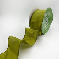2.5″ Dupioni Ribbon with Wired Edge – 770-25-16 OLIVE GREEN