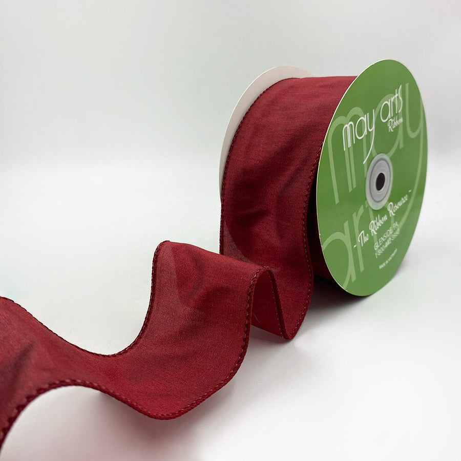 2.5″ Dupioni Ribbon with Wired Edge – 770-25-25 BURGUNDY