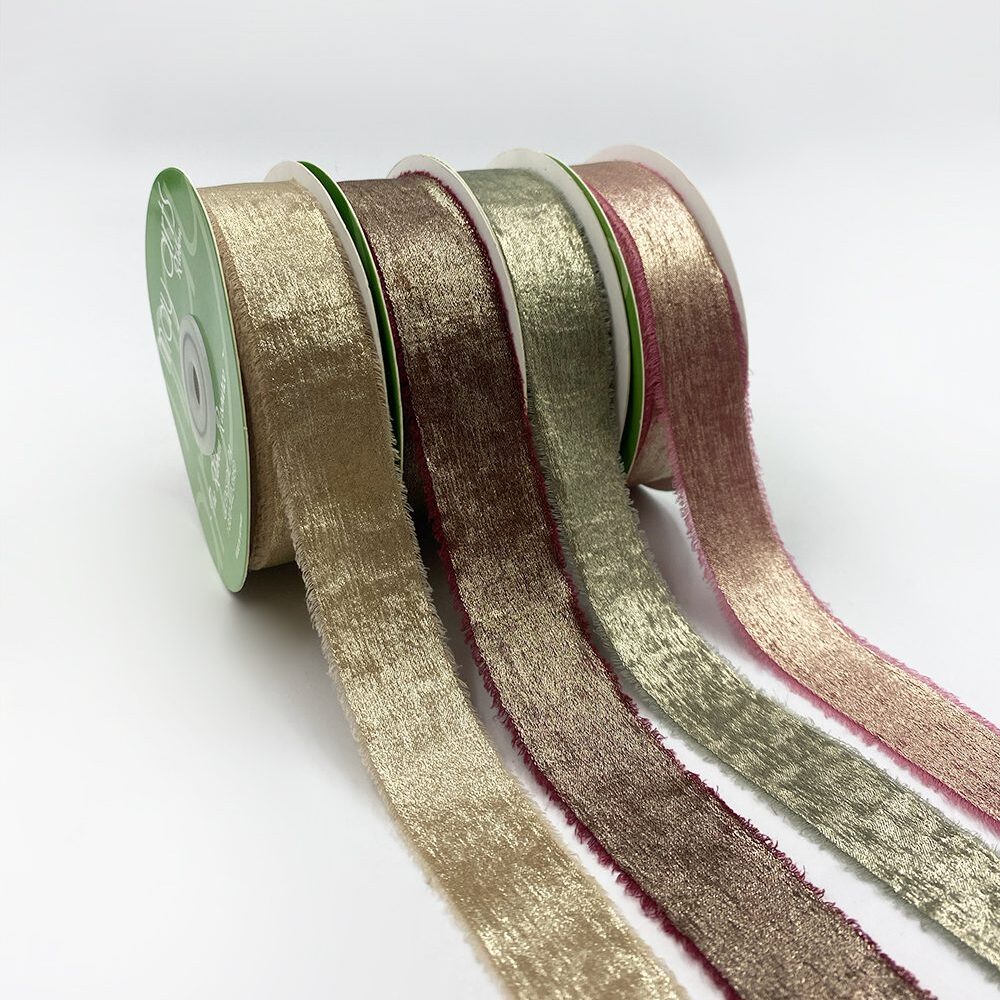 1″ Metallic Gold Ribbon with Frayed Edge