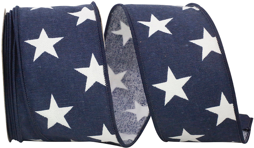 Navy Canvas Wired Edge Ribbon 2-1/2 Inch for Wreaths