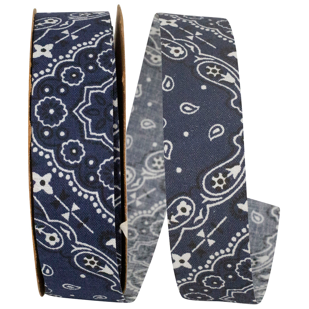 Navy 7 8 Inch Bandana West Ribbon for Wreaths & Bows