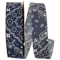 Navy 7 8 Inch Bandana West Ribbon for Wreaths & Bows