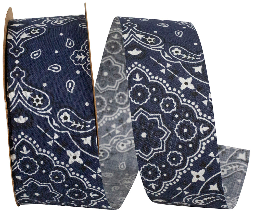 Navy 1-3 8 Inch Bandana West Ribbon for Wreaths & Bows