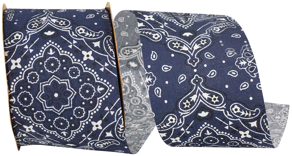 Navy 2-1 2 Inch Bandana West Ribbon for Wreaths & Bows