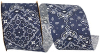 Navy 2-1 2 Inch Bandana West Ribbon for Wreaths & Bows