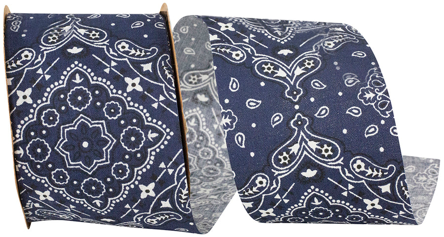 Navy 2-1 2 Inch Bandana West Ribbon for Wreaths & Bows