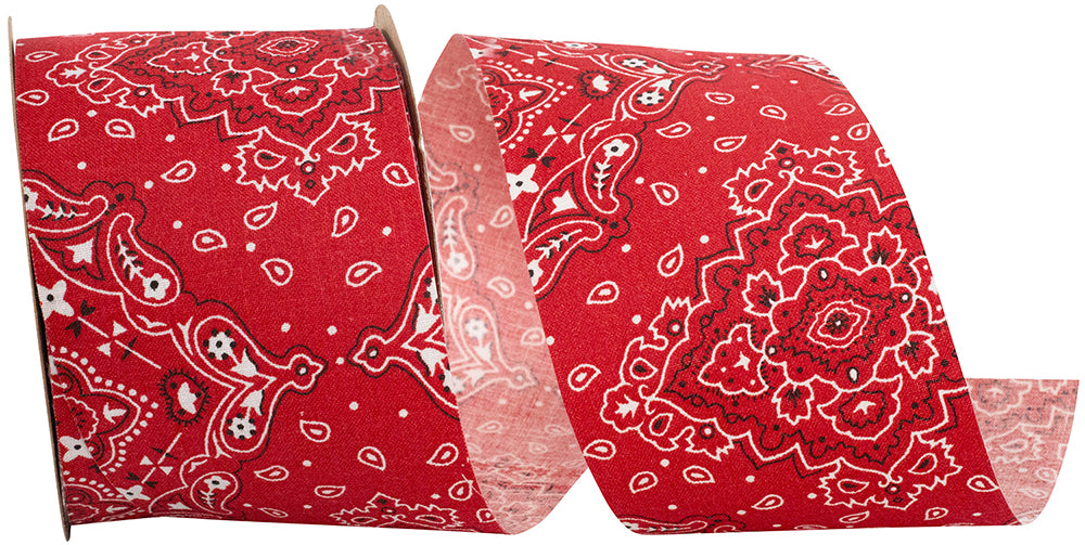 Red 2-1 2 Inch Bandana West Ribbon for Wreaths & Bows