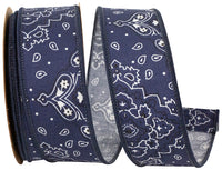 Navy 1-3 8 Inch Bandana West Wired Edge Ribbon for Wreaths & Bows