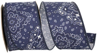 Navy 2-1 2 Inch Bandana West Wired Edge Ribbon for Wreaths & Bows