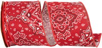 Red 2-1 2 Inch Bandana West Wired Edge Ribbon for Wreaths & Bows