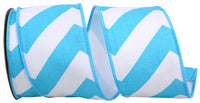 Blue 2-1 2 Inch Chevron Cotton Wired Edge Ribbon for Wreaths & Bows