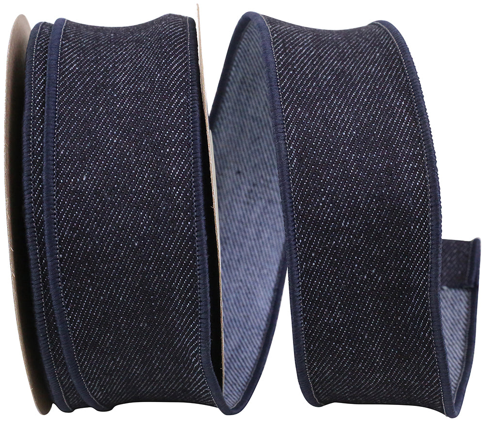 Denim Wired Edge Ribbon 1-3/8 Inch 10 Oz for Wreaths