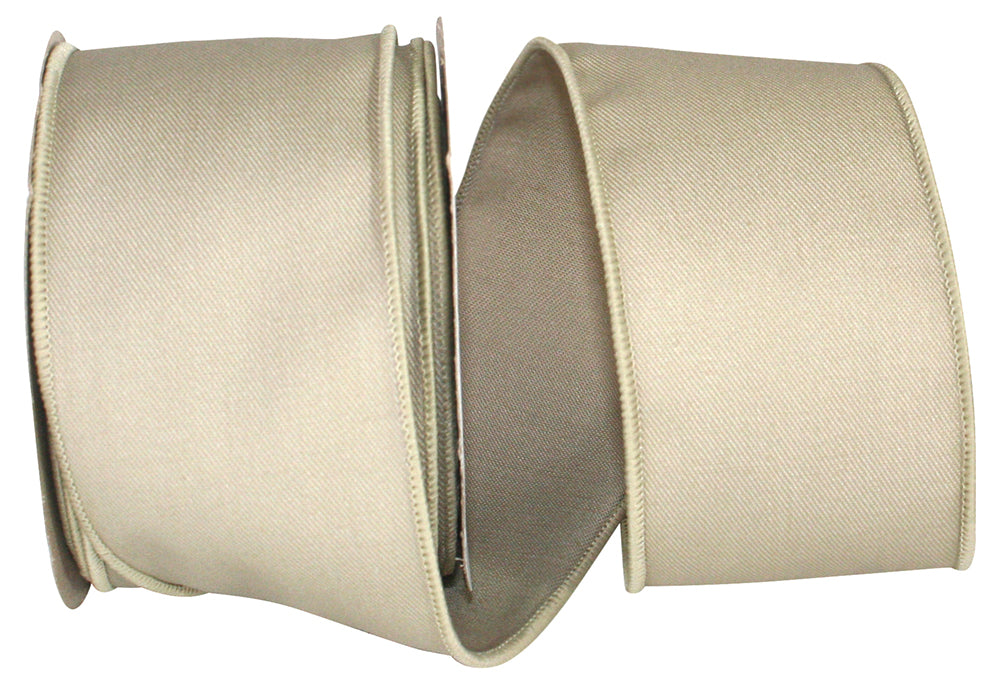 Natural 2-1 2 Inch Poly Cotton Twill Domestic Wired Edge Ribbon for Wreaths & Bows