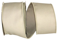 Natural 2-1 2 Inch Poly Cotton Twill Domestic Wired Edge Ribbon for Wreaths & Bows