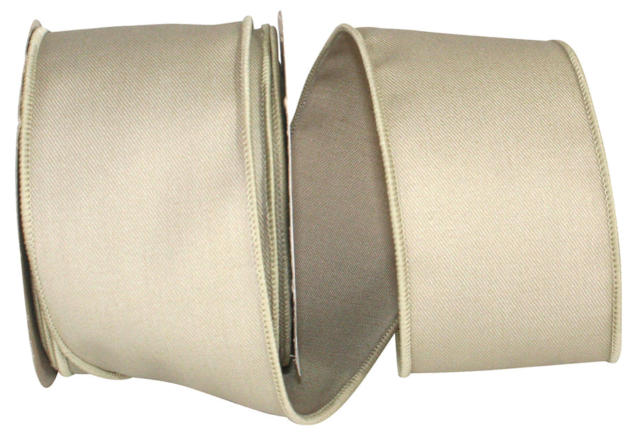 Natural 2-1 2 Inch Poly Cotton Twill Domestic Wired Edge Ribbon for Wreaths & Bows