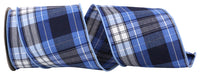 Plaid Ocean Wired Edge Ribbon 4 Inch Multi 100% Cotton